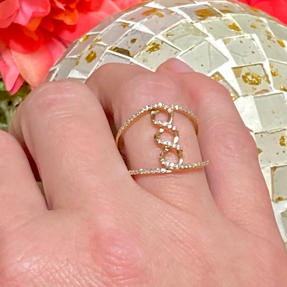 10k Yellow Gold 0.50 Carat Diamond Infinity Twist Double Row Open Band Ring - Picture 9 of 14